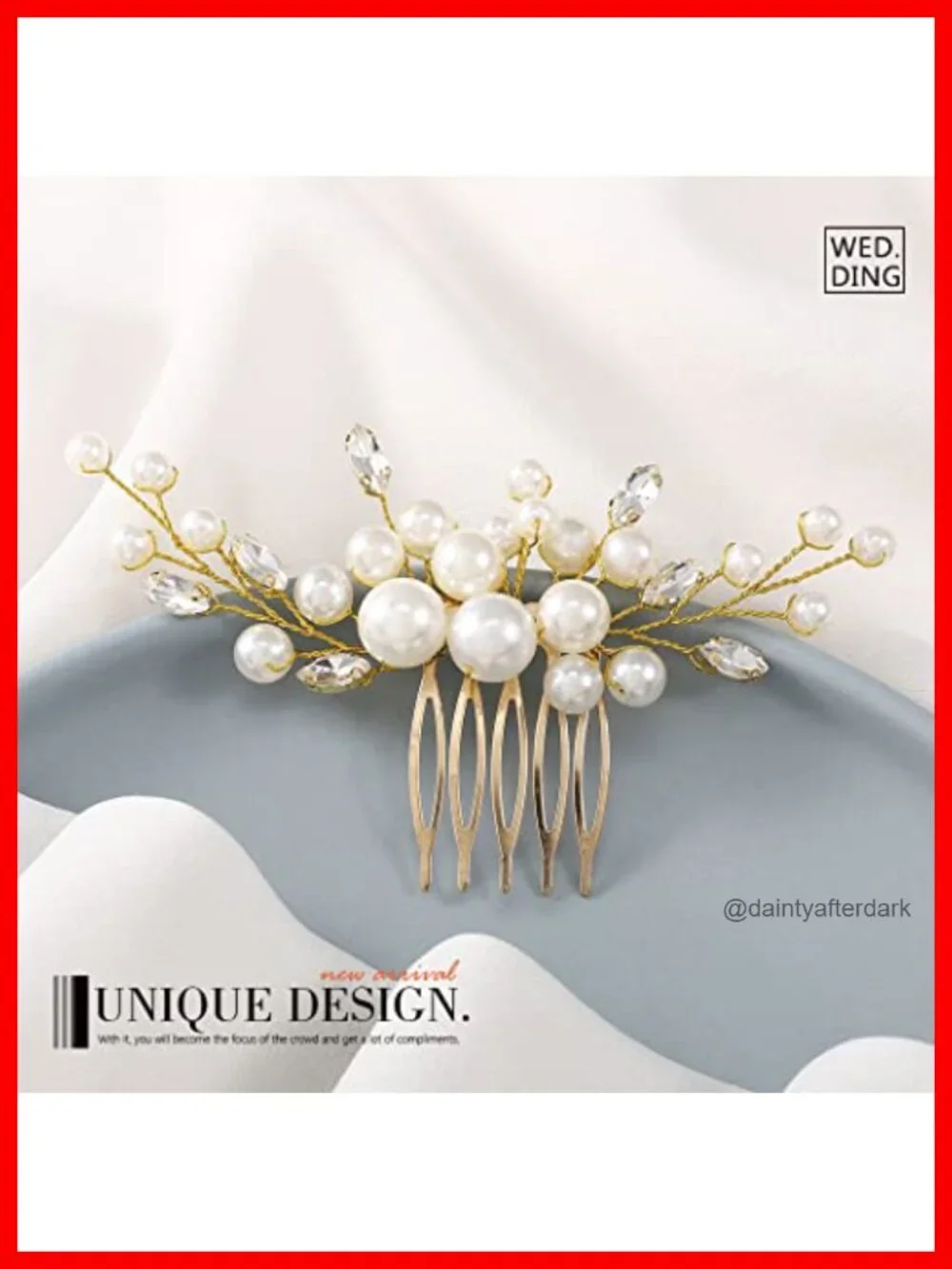 Pearl Hair Comb Rhinestone Bridal Hair Clip Crystal Hair Piece